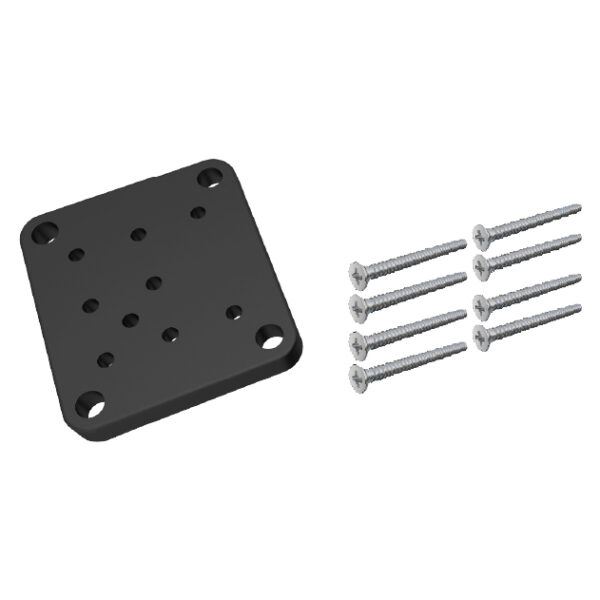 Black base plate with screws