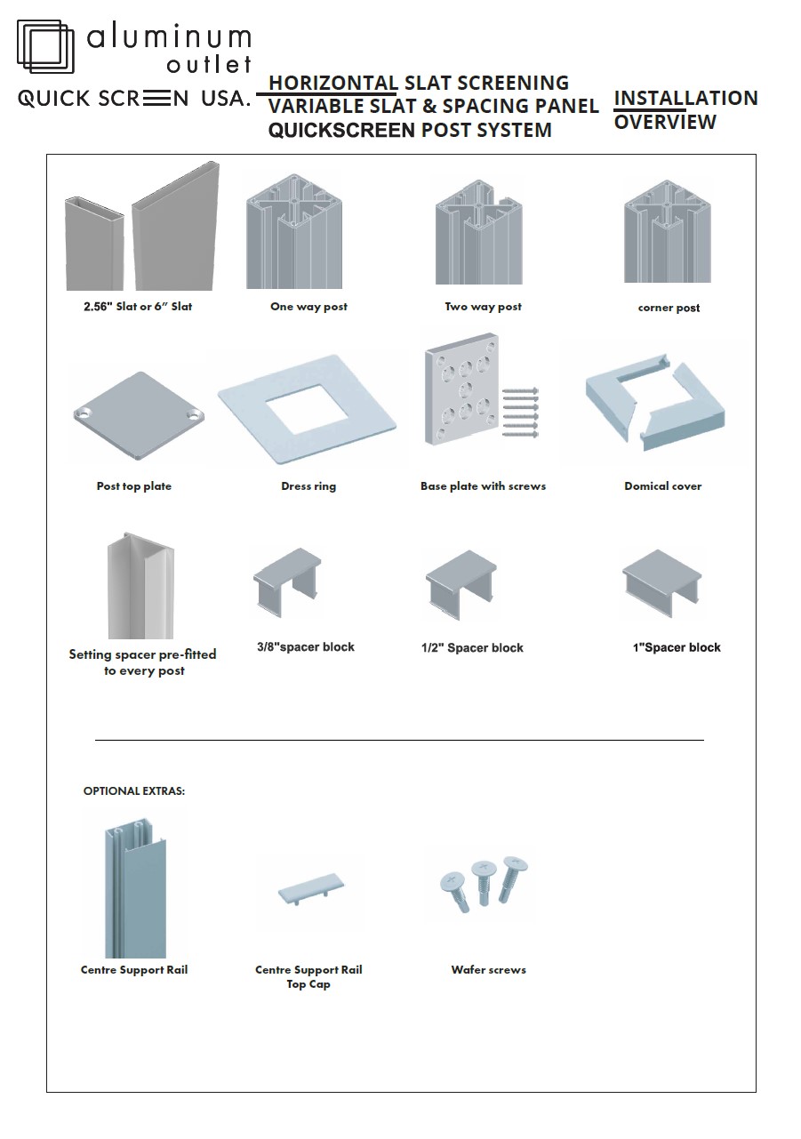 Quickscreen 3 Way Post - Horizontal Slat