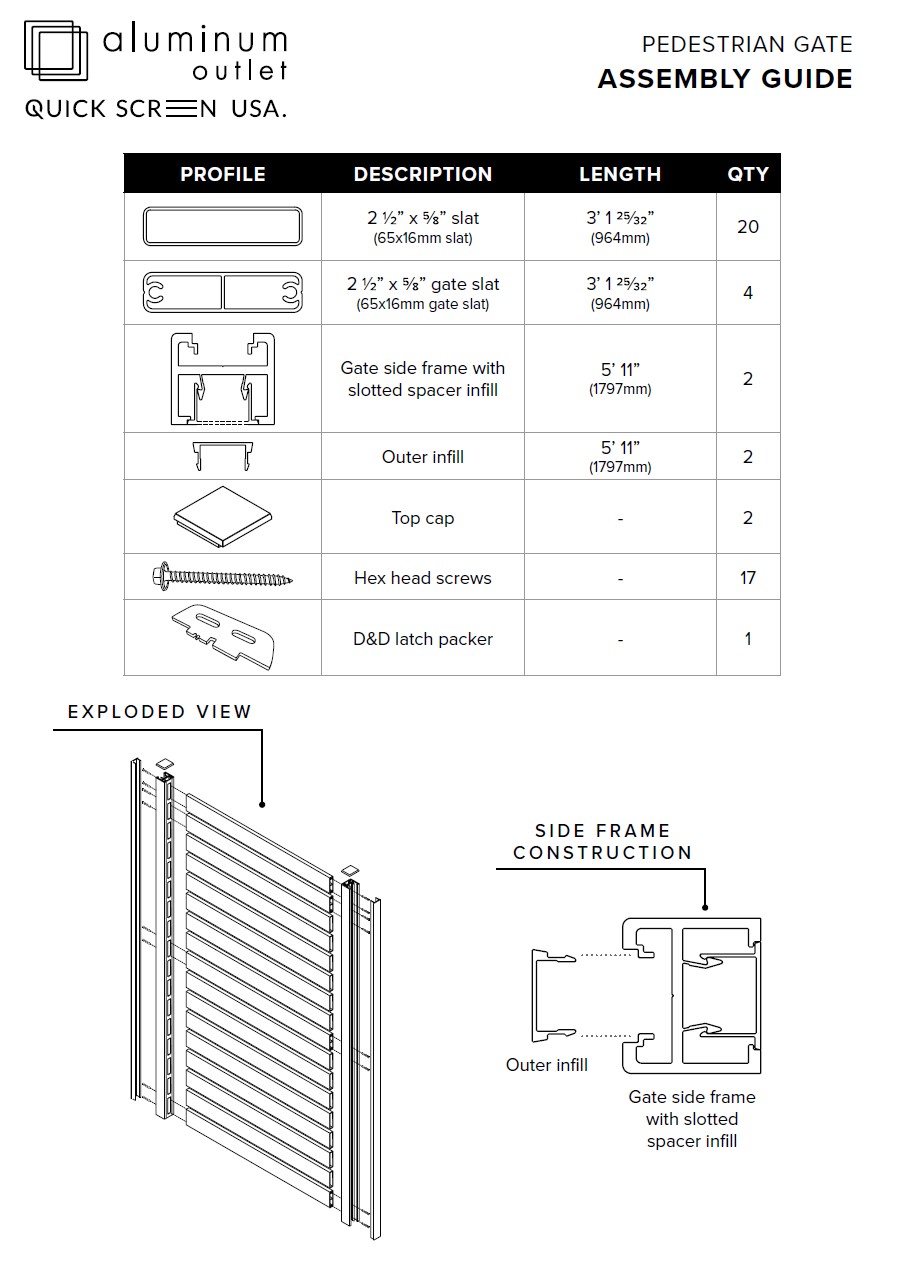 Quickscreen Pedestrian Gate 2.56" Slat