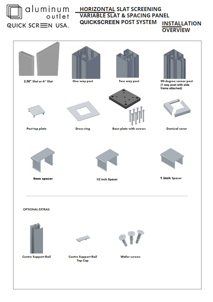 Quickscreen 1 Way, 2 Way, Side Frame Horizontal