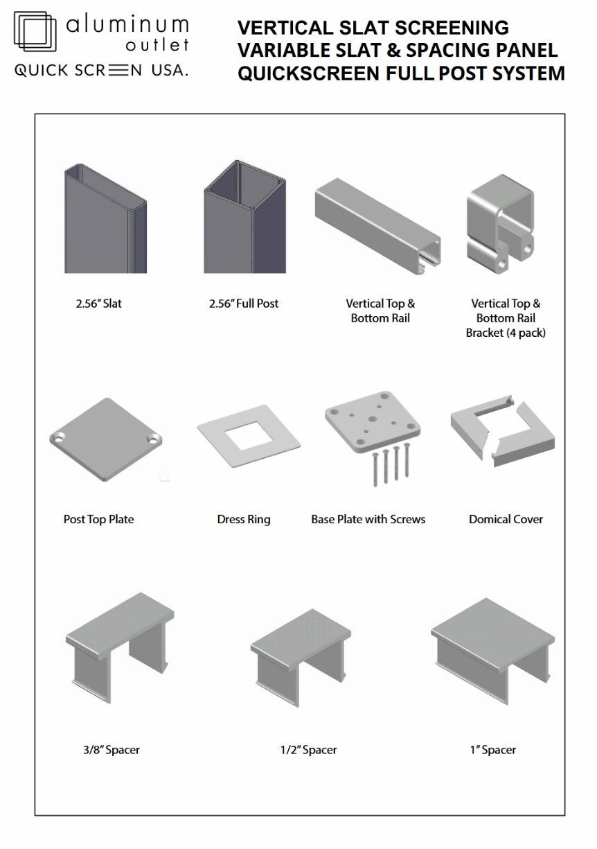 Quickscreen Slimline Vertical Slat Screening 2.56" Slat